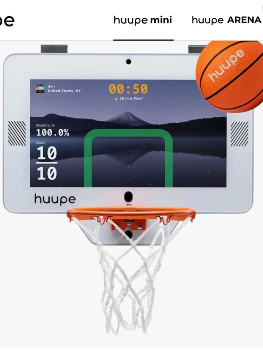The huupe mini is the world's first smart mini basketball hoop game console